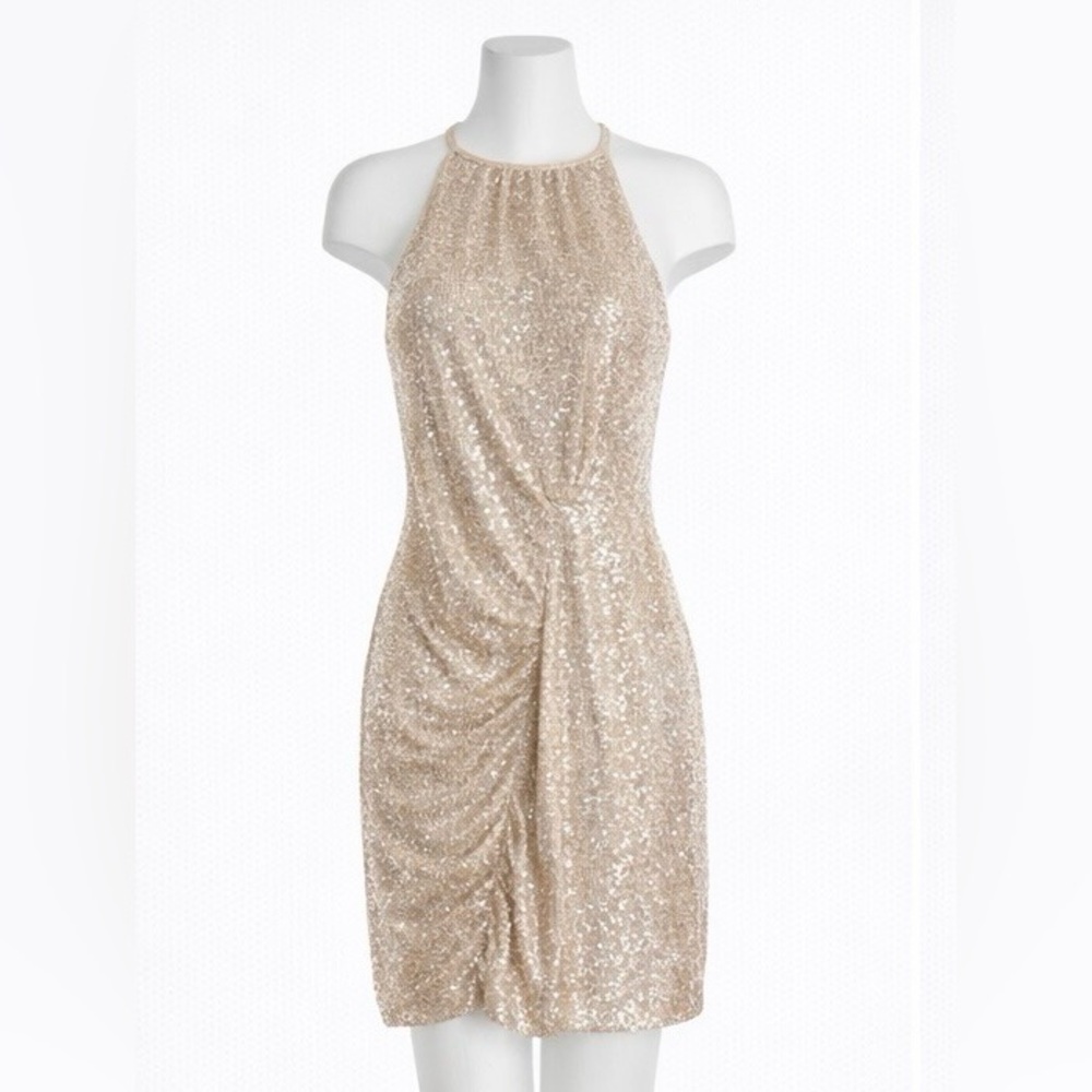 Parker Champagne Gold Sequin Sleeveless Midi Dress | Size 6 | NWT